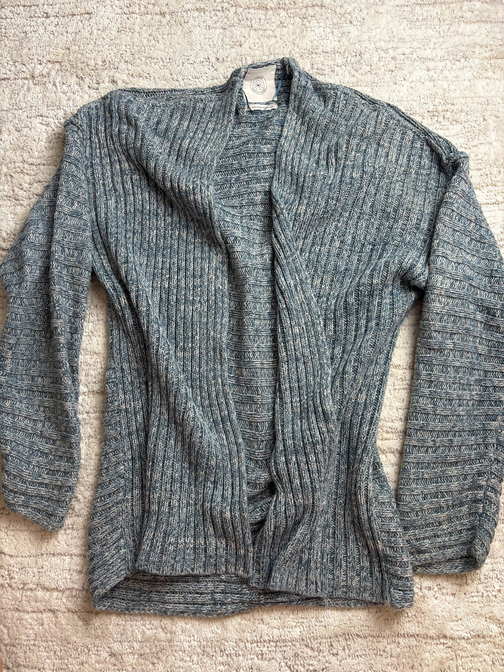Urban Outfitters Open Front Cardigan Sweater Blue Gray Ribbed Size S-P